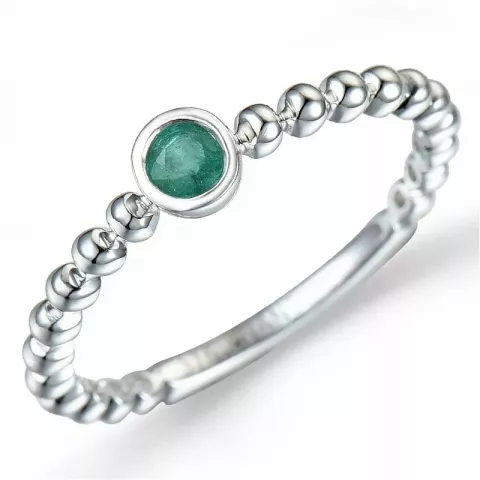 rond smaragd ring in 9 karaat witgoud 0,13 ct