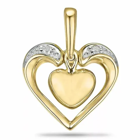 hart diamant hanger in 9 caraat goud-en witgoud 0,02 ct