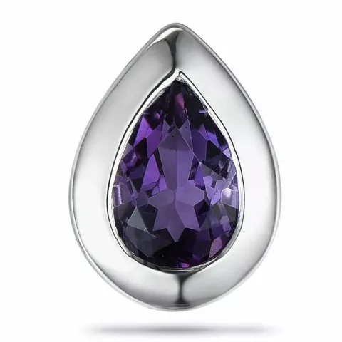 Amethist hanger in 9 caraat witgoud 0,40 ct