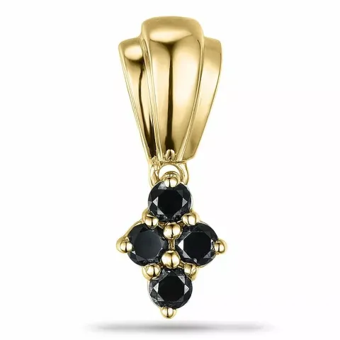 Zwart diamant hanger in 9 caraat goud 0,16 ct