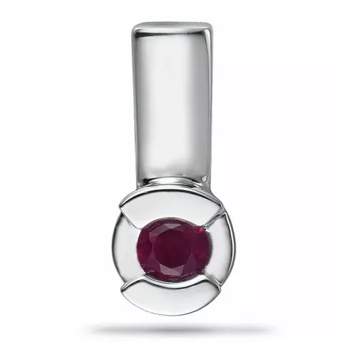 rond robijn hanger in 9 caraat witgoud 0,13 ct