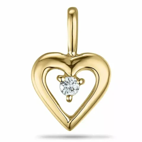 Hart diamant hanger in 9 caraat goud 0,04 ct