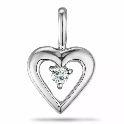 Hart diamant hanger in 9 caraat witgoud 0,04 ct