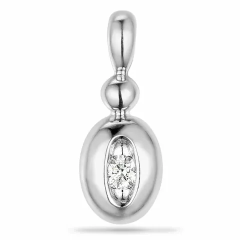 Ovaal diamant hanger in 9 caraat witgoud 0,04 ct