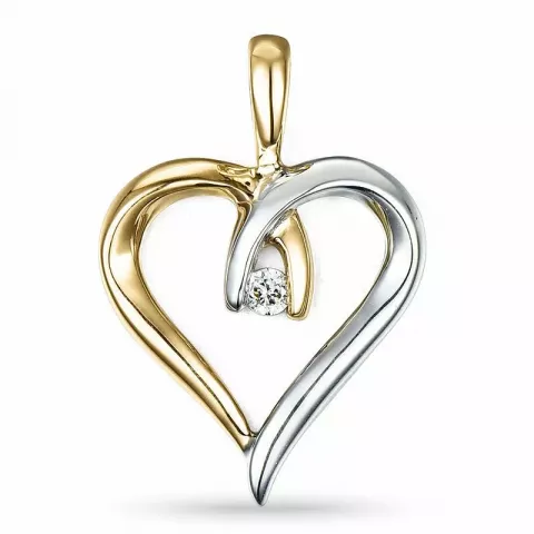 hart diamant diamanten hanger in 9 caraat goud-en witgoud 0,03 ct