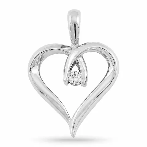 Hart hanger in 9 caraat witgoud 0,03 ct