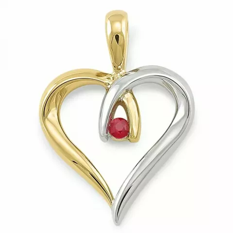 hart robijn hanger in 9 caraat goud-en witgoud 0,04 ct