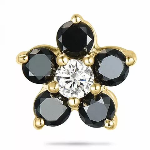 bloem zwart diamant diamanten hanger in 9 caraat goud 0,06 ct 0,33 ct
