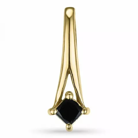 Vierkant zwart diamant hanger in 9 caraat goud 0,11 ct