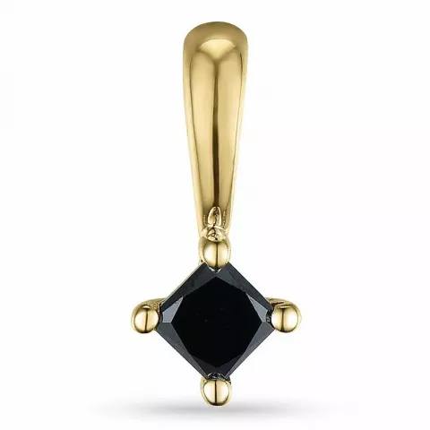 Vierkant zwart diamant hanger in 9 caraat goud 0,19 ct
