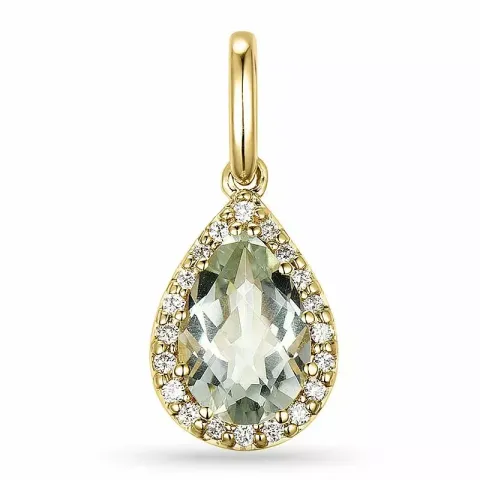 groen amethist diamanten hanger in 9 caraat goud 1,55 ct 0,10 ct