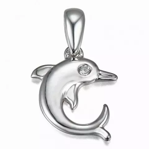 dolfijn diamanten hanger in 9 caraat witgoud 0,01 ct