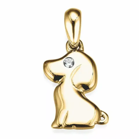 honden diamanten hanger in 9 caraat goud 0,01 ct