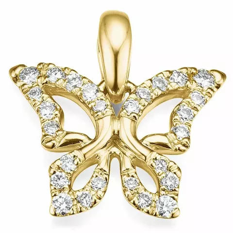 Vlinder diamanten hanger in 9 caraat goud 0,13 ct