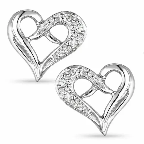 Hart diamant oorbellen in 9 karaat witgoud met diamanten