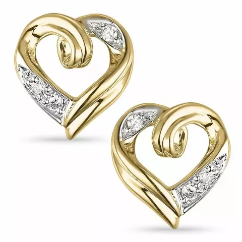 Hart diamant oorsteker in 9 karaat goud en witgoud met diamanten 