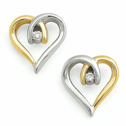 Hart briljant oorbellen in 9 karaat goud en witgoud met diamanten