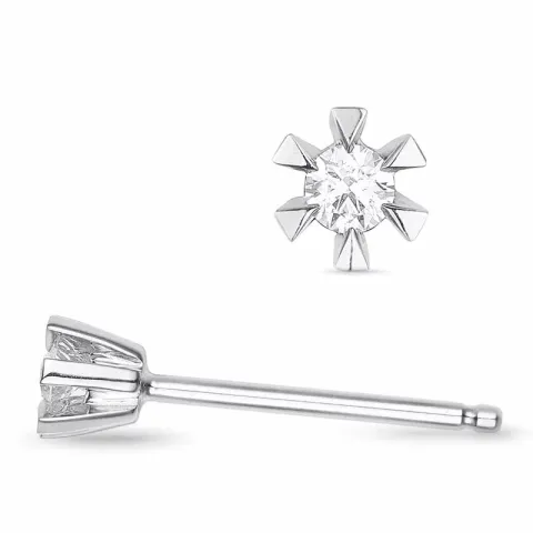 2 x 0,03 ct diamant solitaire oorbel in 9 karaat witgoud met diamant 