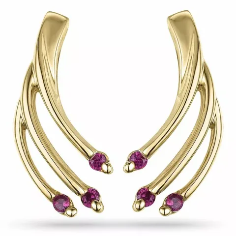 Robijn oorsteker in 9 karaat goud met robijnen 