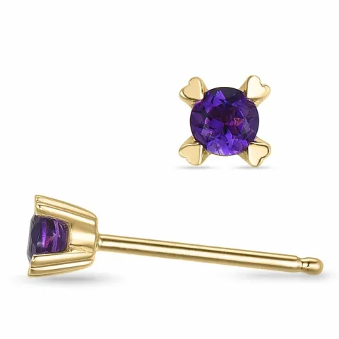 2 x 0,10 ct amethist solitaire oorbel in 9 karaat goud met amethist