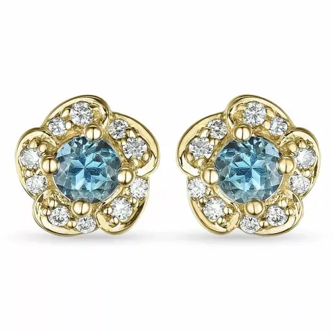 Bloem topaas diamant oorbellen in 9 karaat goud met diamanten en topazen
