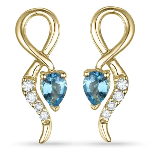 Topaas diamant oorbellen in 9 karaat goud met diamanten en topazen 