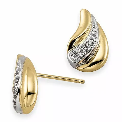 Druppel diamant oorbellen in 9 karaat goud en witgoud met diamanten