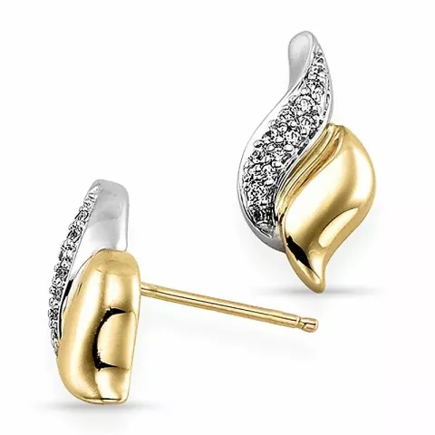 diamant oorbellen in 9 karaat goud en witgoud met diamant