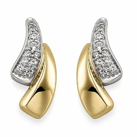 diamant oorbellen in 9 karaat goud en witgoud met diamant