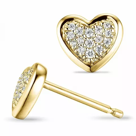 Hart diamant oorsteker in 9 karaat goud met diamanten 