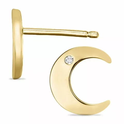 maan diamant oorbellen in 9 karaat goud met diamant