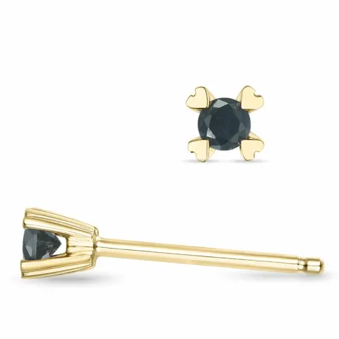 2 x 0,05 ct zwart diamant solitaire oorbel in 9 karaat goud met zwart diamant