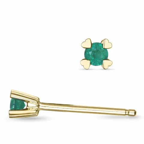 2 x 0,06 ct smaragd solitaire oorbel in 9 karaat goud met smaragd