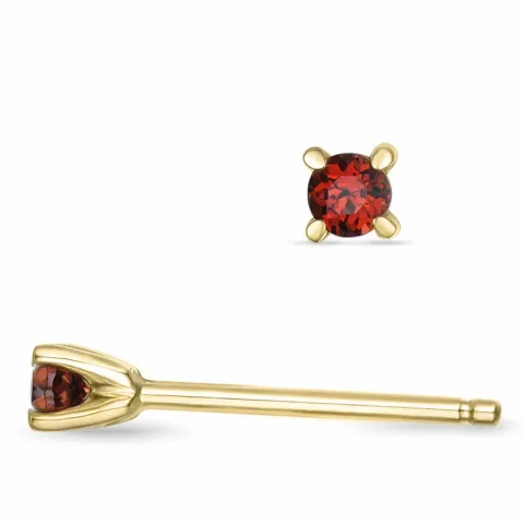 2 x 0,06 ct granaat solitaire oorbel in 9 karaat goud met granaat