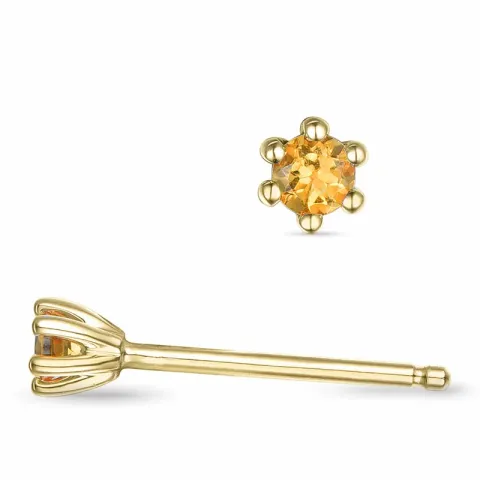 2 x 0,05 ct citrien solitaire oorbel in 9 karaat goud met citrien