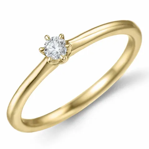 campagne - diamant solitaire ring in 14 karaat goud 0,10 ct