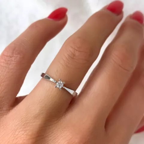 campagne - diamant solitaire ring in 14 karaat witgoud 0,09 ct
