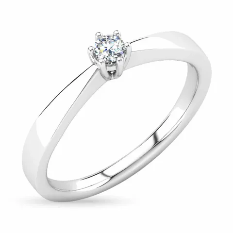 diamant solitaire ring in 14 karaat witgoud 0,10 ct