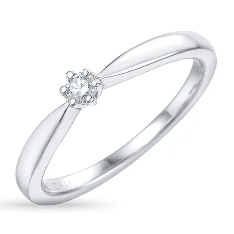 diamant solitaire ring in 14 karaat witgoud 0,05 ct