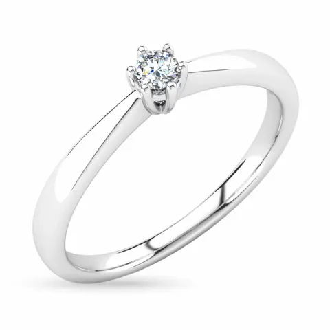 diamant solitaire ring in 14 karaat witgoud 0,10 ct