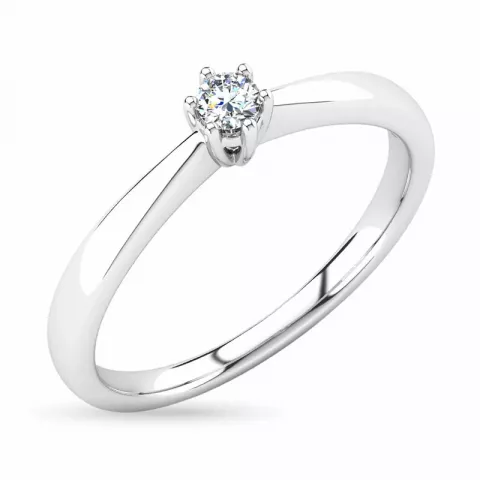 diamant solitaire ring in 14 karaat witgoud 0,12 ct