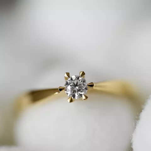 diamant solitaire ring in 14 karaat goud 0,20 ct