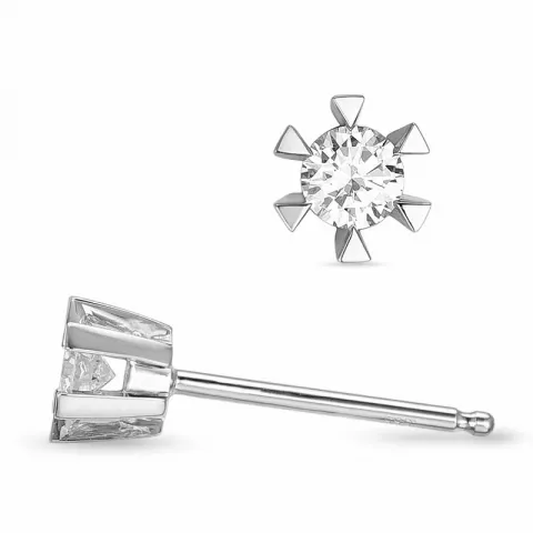 2 x 0,15 ct  campagne - briljant solitaire oorbel in 14 karaat witgoud met diamant 