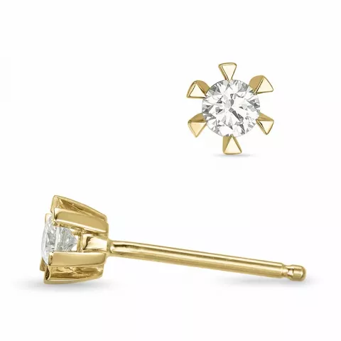 2 x 0,13 ct campagne - briljant solitaire oorbel in 14 karaat goud met diamant 