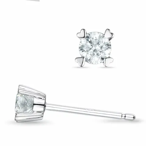 campagne - 2 x 0,20 ct diamant solitaire oorbel in 14 karaat witgoud met diamant 