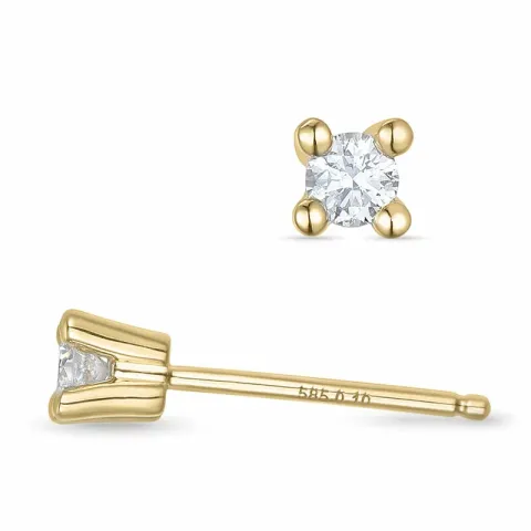 2 x 0,10 ct campagne - diamant solitaire oorbel in 14 karaat goud met diamant