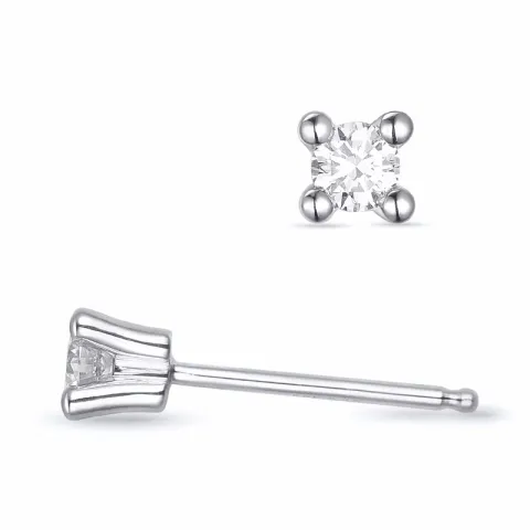 2 x 0,10 ct campagne - diamant solitaire oorbel in 14 karaat witgoud met diamant