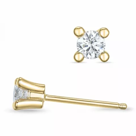 2 x 0,13 ct campagne - diamant oorsteker in 14 karaat goud met diamant 