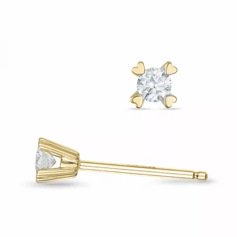 2 x 0,08 ct campagne - diamant solitaire oorbel in 14 karaat goud met diamant 