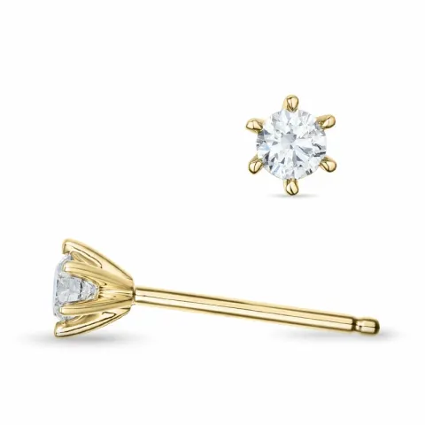2 x 0,11 ct campagne - diamant solitaire oorbel in 14 karaat goud met diamant 